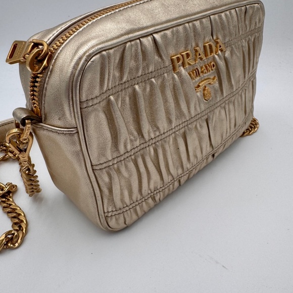 PRADA Nappa Gaufre Camera Bag Gold - Picture 2 of 12